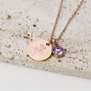 "June" Birth Flower & Glass Gem Pendant Necklace – Floral Inspired Glow